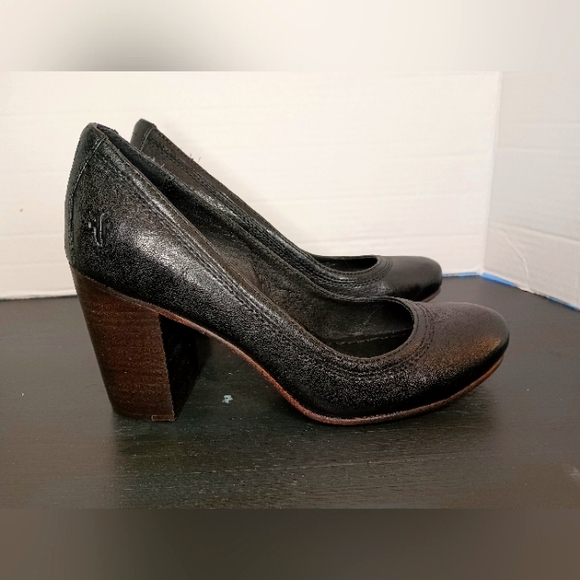 Frye Shoes - Frye Womens Carson Pump Block Heels Size 8 Black Wood Leather Academia